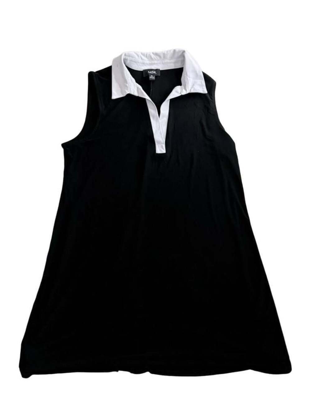MSK Black and White Contrast Collar Sleeveless A-Line Midi Dress Size XL